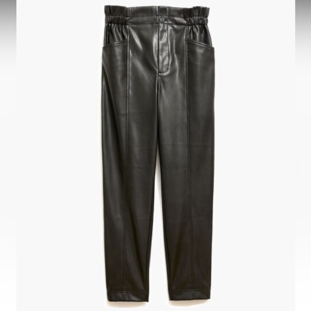 Madewell vegan leather pull-on paper bag pants